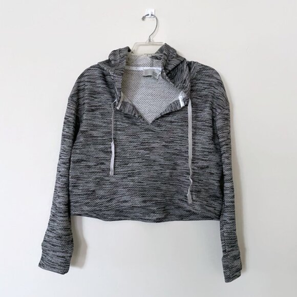 Long sleeve crop top sweater, Tie neck hoodie - Picture 1 of 9